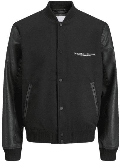 Jack & Jones Ross College Baseball Bomber Jacket Black - Bundy - Bundy Nadmerné Veľkosti 2XL-8XL