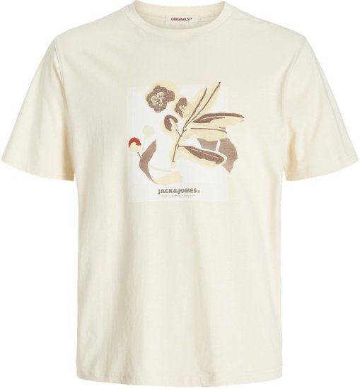Jack & Jones Almeria Front Print Crew Neck T-Shirt Antique White - Tričká - Nadrozmerné tričká - 2XL-14XL