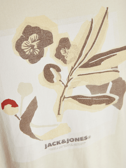 Jack & Jones Almeria Front Print Crew Neck T-Shirt Antique White - Tričká - Nadrozmerné tričká - 2XL-14XL