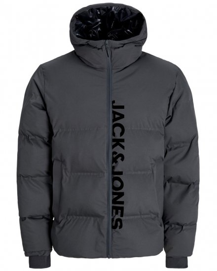 Jack & Jones Kaito Puffer Jacket Asphalt With Print - Bundy - Bundy Nadmerné Veľkosti 2XL-8XL