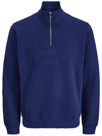 Jack & Jones Bleecker Branding High Neck Sweatshirt Ocean Cavern - Mikiny & mikiny bez kapucne - Mikiny & Mikiny s Kapucňou 2XL-12XL