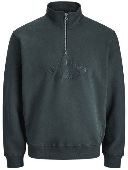 Jack & Jones Bleecker Branding High Neck Sweatshirt Forest River - Mikiny & mikiny bez kapucne - Mikiny & Mikiny s Kapucňou 2XL-12XL
