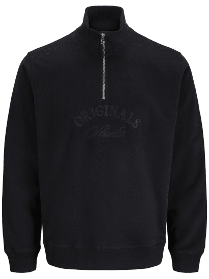 Jack & Jones Bleecker Branding High Neck Sweatshirt Black - Mikiny & mikiny bez kapucne - Mikiny & Mikiny s Kapucňou 2XL-12XL