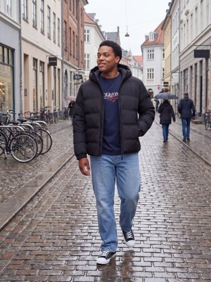 Jack & Jones Sage Prešívaná bunda Čierna - Bundy - Bundy Nadmerné Veľkosti 2XL-8XL