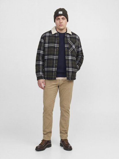 Jack & Jones Zac Teddy Košeľová bunda Zelená - Bundy - Bundy Nadmerné Veľkosti 2XL-8XL