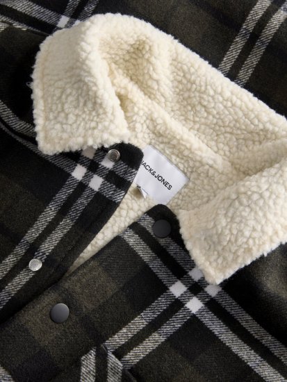 Jack & Jones Zac Teddy Košeľová bunda Zelená - Bundy - Bundy Nadmerné Veľkosti 2XL-8XL