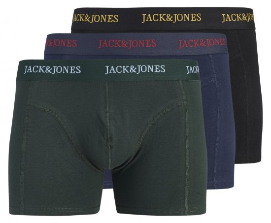 Jack & Jones Blaze Solid Boxerky 3 ks Čierna/Námornícka modrá/Zelená - Boxerky - Boxerky 2XL-12XL