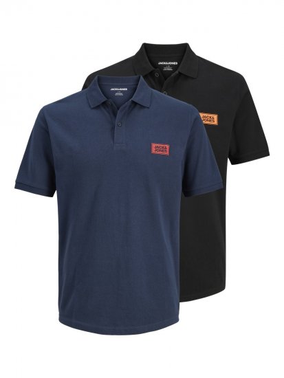 Jack & Jones Rush polokošeľa 2 ks čierna/námornícka modrá - Polokošele - Polokošele 2XL-8XL