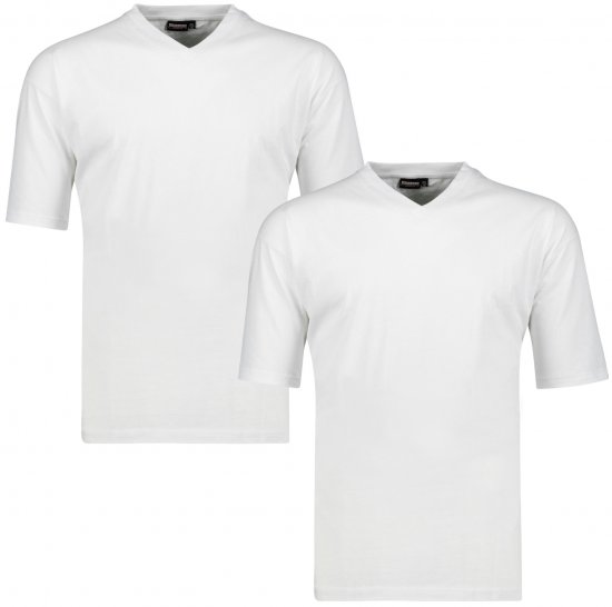 Adamo Maverick Comfort fit 2-pack V-neck T-shirt White - Tričká - Nadrozmerné tričká - 2XL-14XL