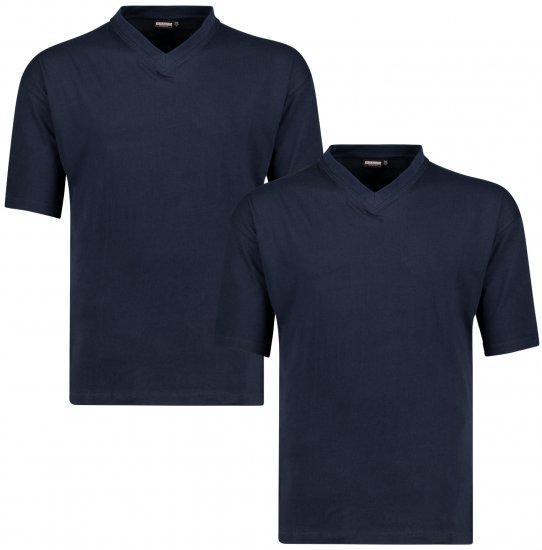 Adamo Maverick Comfort fit 2-pack V-neck T-shirt Navy - Tričká - Nadrozmerné tričká - 2XL-14XL