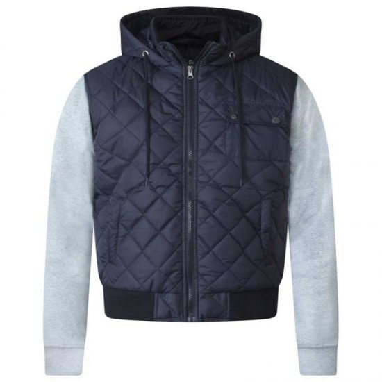 D555 Willie Hooded Quilted Jacket with Fleece sleeves - Bundy - Bundy Nadmerné Veľkosti 2XL-8XL