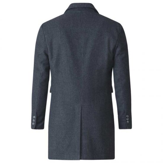 D555 Terry Checked Overcoat Charcoal - Bundy - Bundy Nadmerné Veľkosti 2XL-8XL