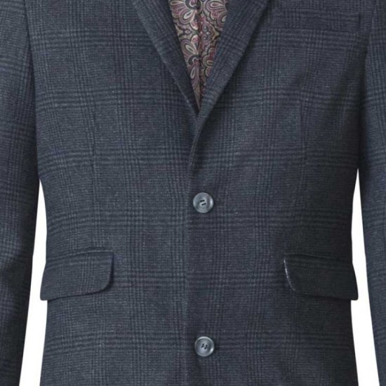 D555 Terry Checked Overcoat Charcoal - Bundy - Bundy Nadmerné Veľkosti 2XL-8XL