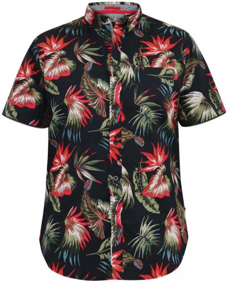D555 LENNOX Hawaiian AO Print Shirt Black - Košele - Košele 2XL-10XL
