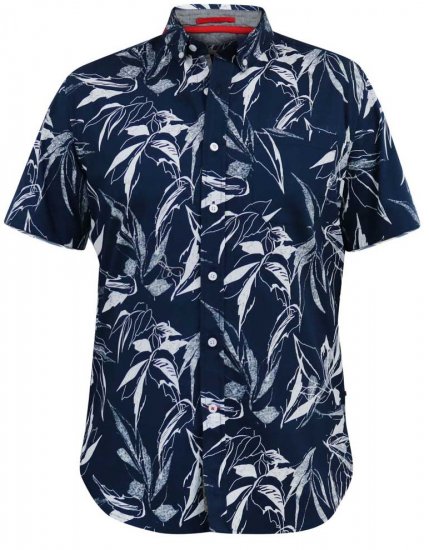 D555 FINLEY Hawaiian AO Print Shirt Navy - Košele - Košele 2XL-10XL
