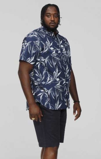 D555 FINLEY Hawaiian AO Print Shirt Navy - Košele - Košele 2XL-10XL