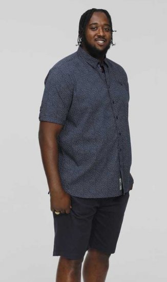 D555 BRODY S/S Micro AO Print Shirt Navy - Košele - Košele 2XL-10XL
