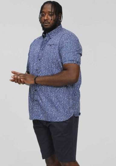 D555 KYLE S/S Micro AO Print Shirt Blue - Košele - Košele 2XL-10XL