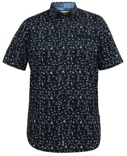 D555 BEAU S/S AO Leaf Print Shirt Navy - Košele - Košele 2XL-10XL