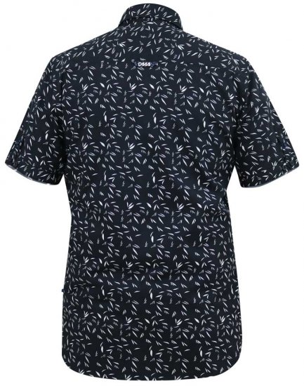 D555 BEAU S/S AO Leaf Print Shirt Navy - Košele - Košele 2XL-10XL