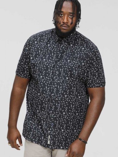 D555 BEAU S/S AO Leaf Print Shirt Navy - Košele - Košele 2XL-10XL