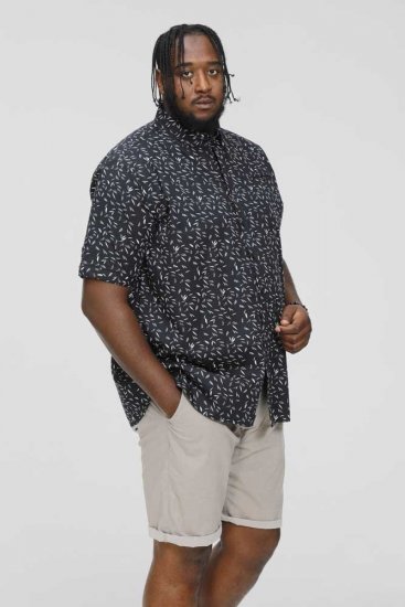 D555 BEAU S/S AO Leaf Print Shirt Navy - Košele - Košele 2XL-10XL