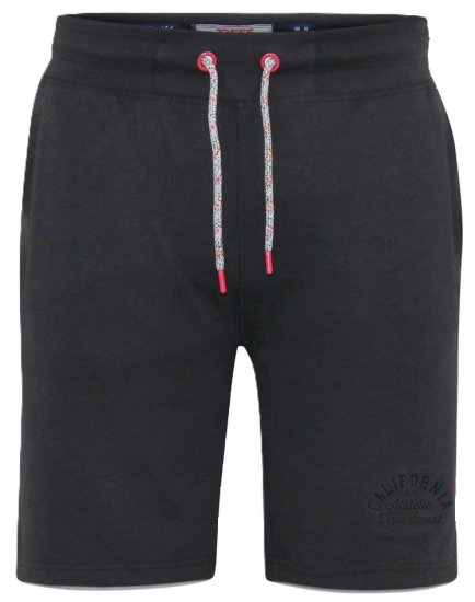 D555 STEFAN1 Elasticated Waist Loop Back Shorts Black - Tepláky & teplákové kraťasy - Tepláky & Teplákové kraťasy - 2XL-12XL