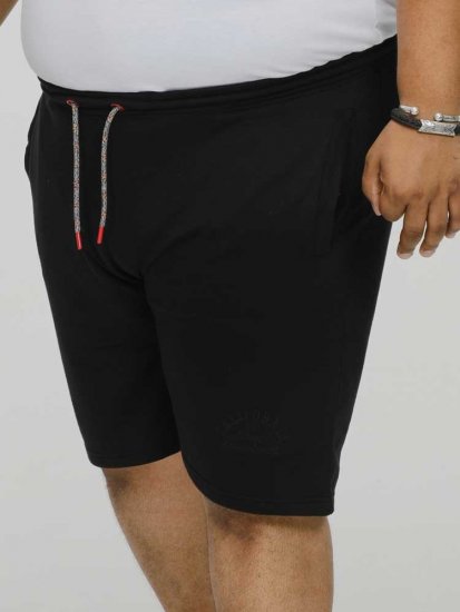 D555 STEFAN1 Elasticated Waist Loop Back Shorts Black - Tepláky & teplákové kraťasy - Tepláky & Teplákové kraťasy - 2XL-12XL