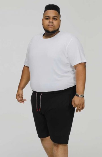 D555 STEFAN1 Elasticated Waist Loop Back Shorts Black - Tepláky & teplákové kraťasy - Tepláky & Teplákové kraťasy - 2XL-12XL