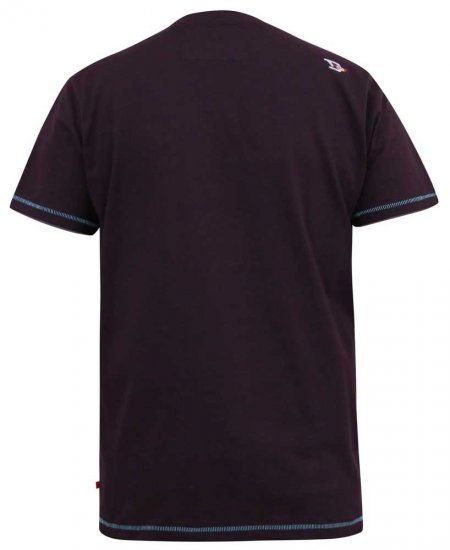 D555 NOVA Cali Surf Printed Crew Neck T-Shirt Plum - Tričká - Nadrozmerné tričká - 2XL-14XL