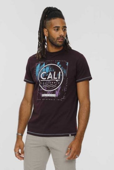 D555 NOVA Cali Surf Printed Crew Neck T-Shirt Plum - Tričká - Nadrozmerné tričká - 2XL-14XL