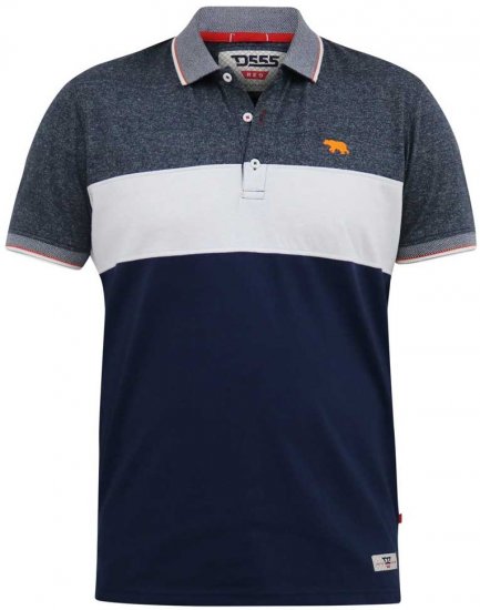 D555 EMERSON Cut And Sew Polo With Jacquard Collar Navy - Polokošele - Polokošele 2XL-8XL
