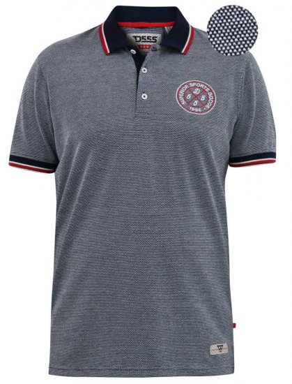 D555 KEMSTON Birds Eye Pique Polo Navy/White - Polokošele - Polokošele 2XL-8XL