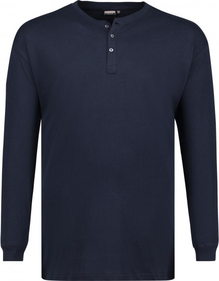 Adamo Sven Regular fit Serafino Long sleeve T-shirt Navy - Tričká - Nadrozmerné tričká - 2XL-14XL