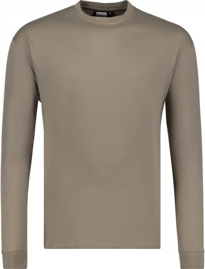 Adamo Floyd Comfort fit Long sleeve T-shirt Khaki - Tričká - Nadrozmerné tričká - 2XL-14XL
