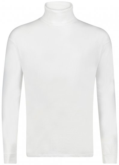 Adamo Fabio Comfort fit Turtleneck Long sleeve T-shirt White - Tričká - Nadrozmerné tričká - 2XL-14XL