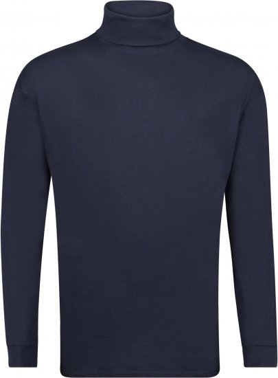 Adamo Fabio Comfort fit Turtleneck Long sleeve T-shirt Navy - Tričká - Nadrozmerné tričká - 2XL-14XL