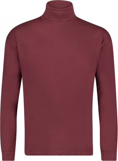 Adamo Fabio Comfort fit Turtleneck Long sleeve T-shirt Burgundy - Tričká - Nadrozmerné tričká - 2XL-14XL