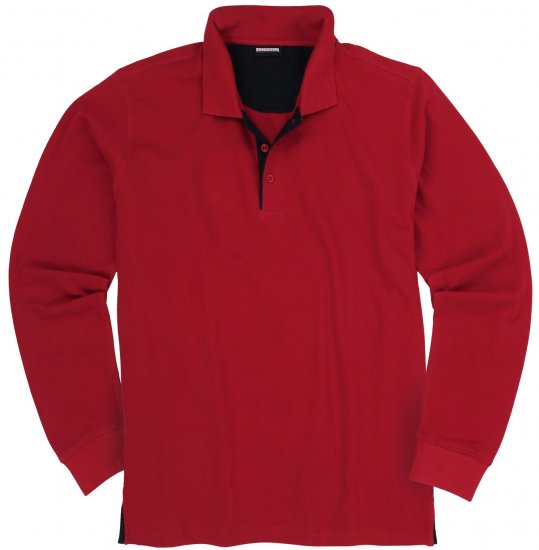 Adamo Peter Comfort fit Long sleeve Polo Red - Polokošele - Polokošele 2XL-8XL