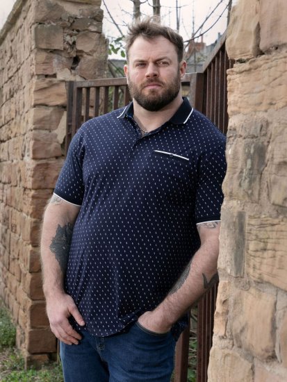 D555 Reid AOP Polo With Jacquard Collar, Pocket And Cuffs Námornícka modrá - Polokošele - Polokošele 2XL-8XL