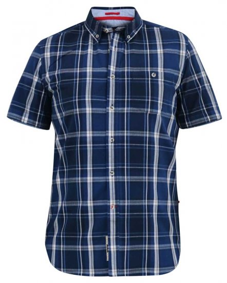 D555 HADSTOCK Check Button Down Collar S/S Shirt Navy - Košele - Košele 2XL-10XL