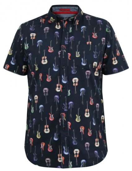 D555 BARRATT Guitar AO Printed Button Down Collar S/S Shirt - Košele - Košele 2XL-10XL