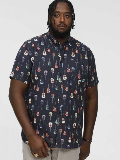 D555 BARRATT Guitar AO Printed Button Down Collar S/S Shirt - Košele - Košele 2XL-10XL