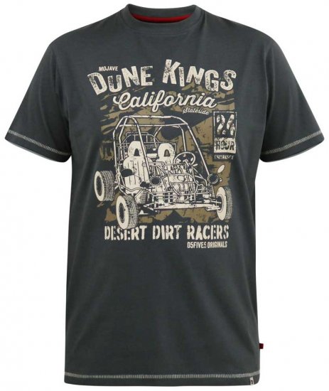 D555 BENNETT Dune Kings Buggy Printed Crew Neck T-Shirt Khaki - Tričká - Nadrozmerné tričká - 2XL-14XL