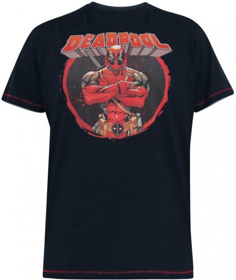 D555 WADE Official Deadpool Printed T-Shirt Dark Navy - Tričká - Nadrozmerné tričká - 2XL-14XL