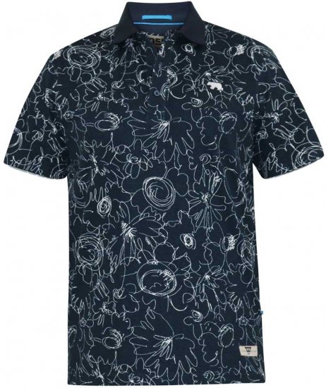 D555 ROLAND Printed Polo Shirt Navy - Polokošele - Polokošele 2XL-8XL