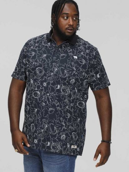 D555 ROLAND Printed Polo Shirt Navy - Polokošele - Polokošele 2XL-8XL