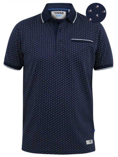 D555 DARWIN AO Printed Polo Shirt Navy - Polokošele - Polokošele 2XL-8XL