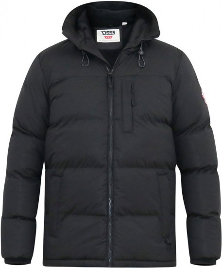 D555 DOMENIC Quilted Puffer Jacket With Half Micro Fleece Lining And Hood Black - Bundy - Bundy Nadmerné Veľkosti 2XL-8XL