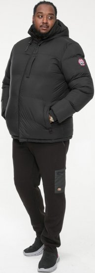D555 DOMENIC Quilted Puffer Jacket With Half Micro Fleece Lining And Hood Black - Bundy - Bundy Nadmerné Veľkosti 2XL-8XL